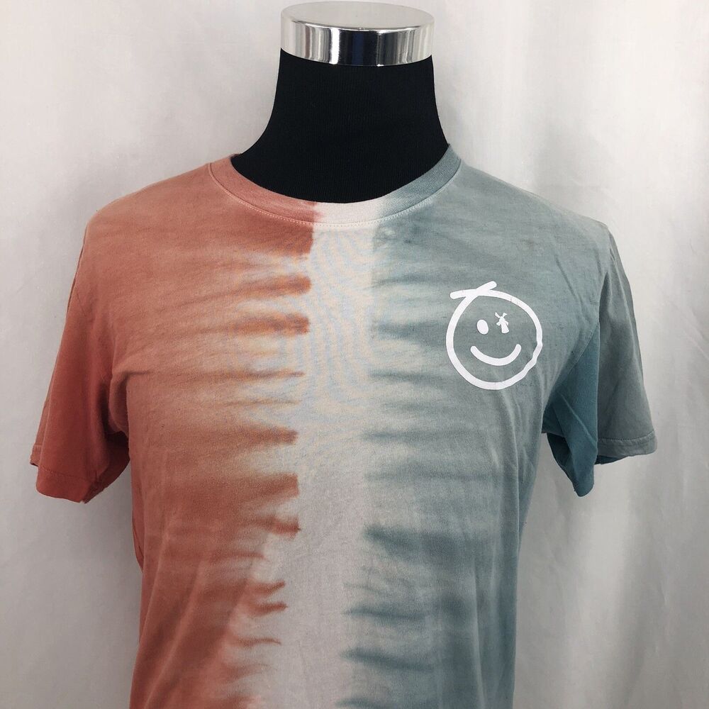 Dutch Bros Smiley Face Red White Blue Tie Dye T Shirt Dutchwear Medium